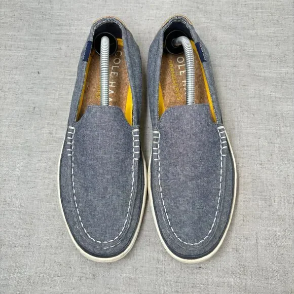 Cole Haan Cloudfeel Weekender Loafer Blue Chambray Boat Shoe Slip On Men's 9 - Picture 4 of 10
